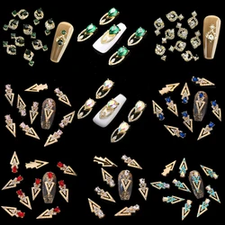 5/10 Pcs Hollow Aolly Nail Charms with Crystals Geometry Earrings-Styles Nail Art Decorations Metal Hollo-out Nail Rhinestones
