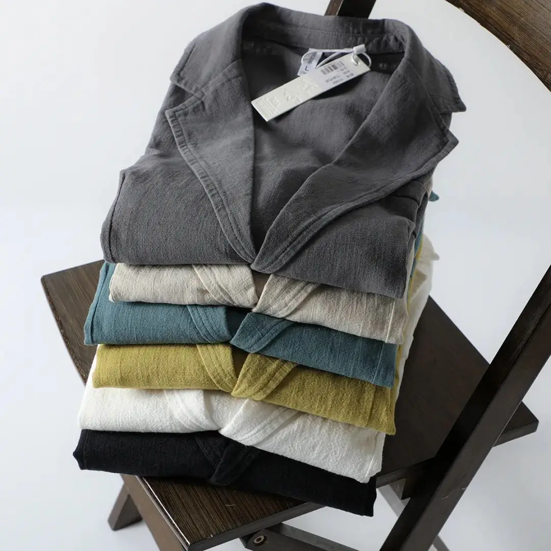 

l Flax 30 Cotton Men's Casual Suit Jaet Comfortable Breathable Spring Summer New Arrival Stand Fit Long Sve