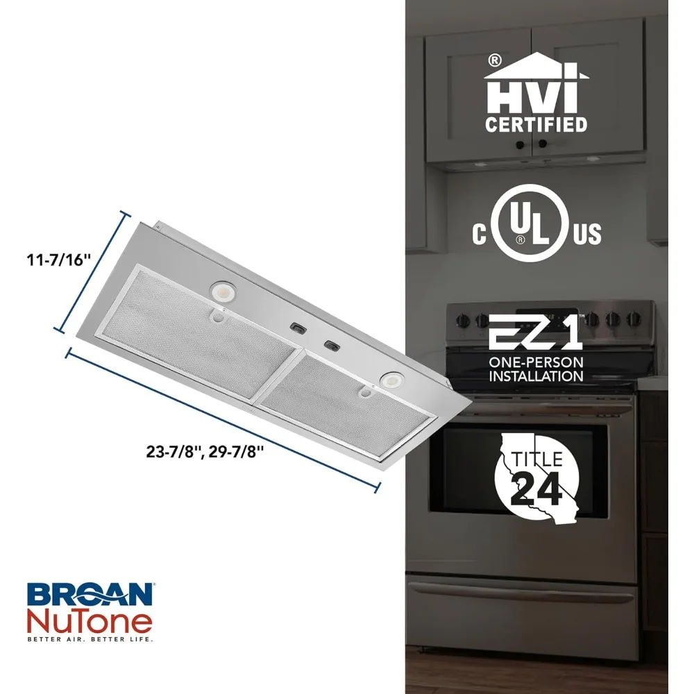 Inserção personalizada com ventilador de escape de 2 velocidades e luz, 300 Max Blower CFM, aço inoxidável, 30 Polegada Range Hood Power Pack