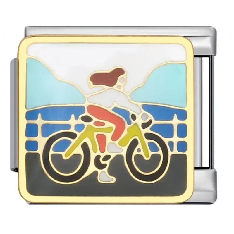 

New Wholesale Women's Sports and Fitness Italian Charm Fit 9mm Link Modular Bracelet Stainless Steel Men and Women Jewelry