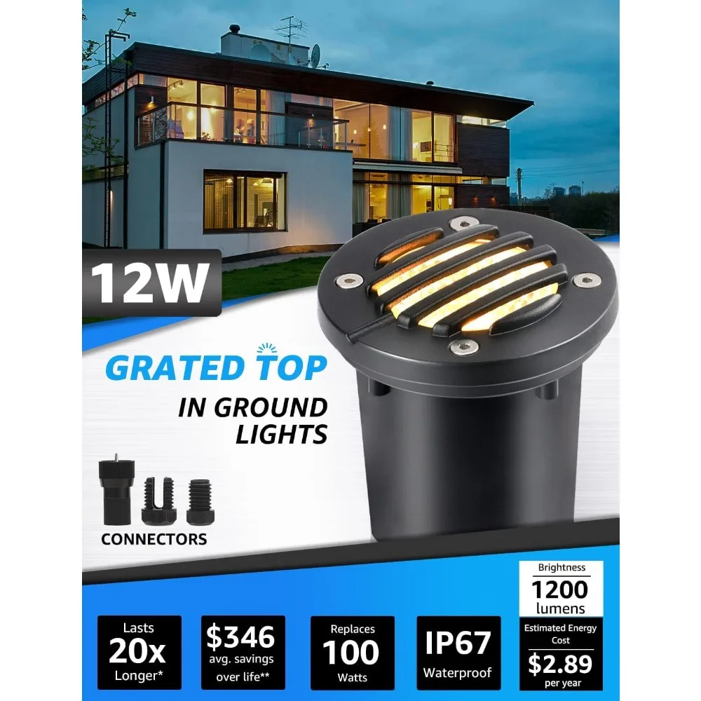 

12W Low Voltage Landscape Lighting with Connectors 1200LM Ultra Bright Well Lights Landscape LED