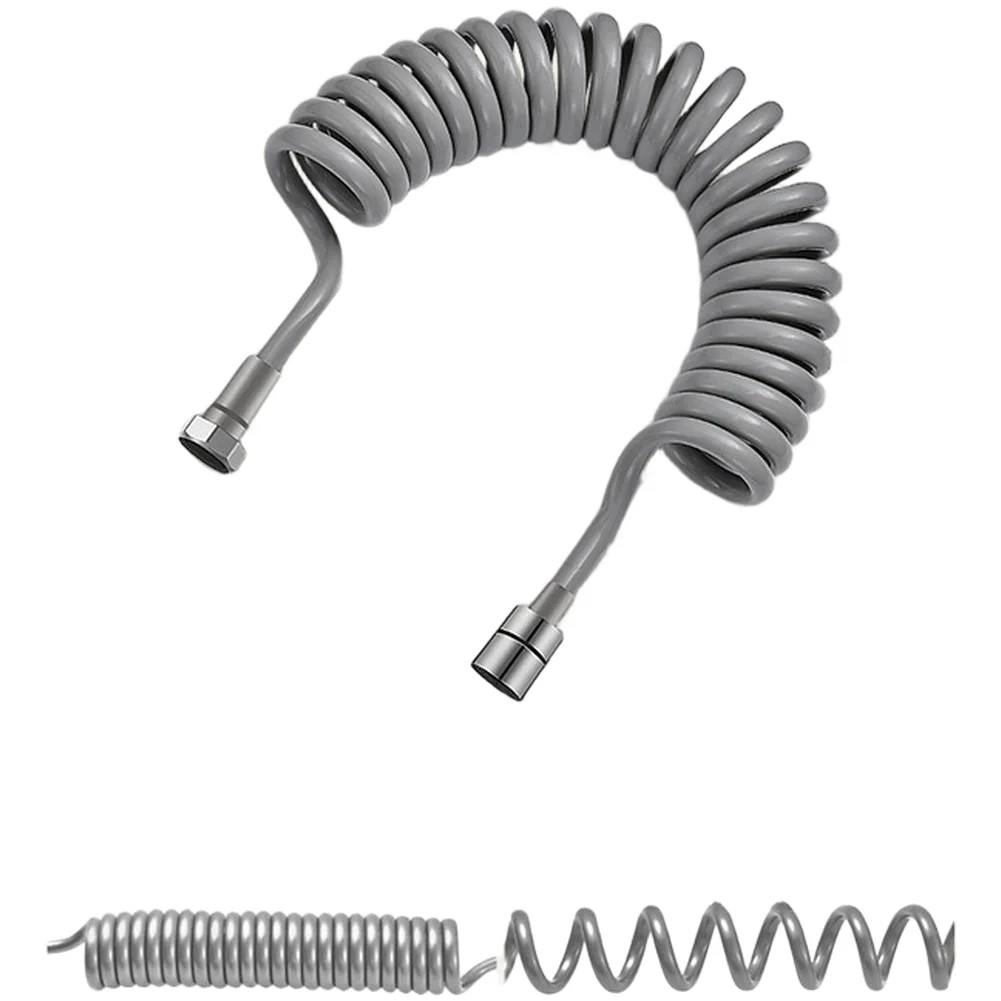 2M PU Spring Tube Shower Hose Expandable Design with Brass Connector for Shower Head Faucet and Spray Compatibility