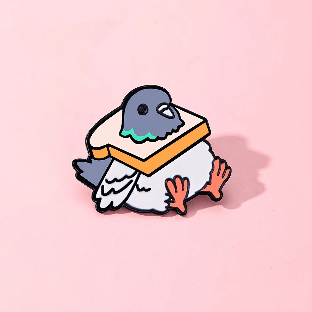 Bread Pigeon Enamel Pin Fashion Animal Decorative Brooches, Zinc Alloy and Silicone, Lapel Bag Badges Jewelry Gifts 5