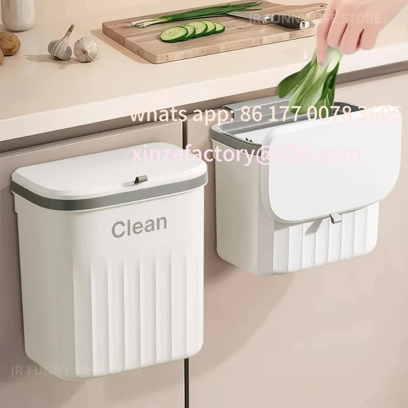 

Customizable 8.5/12L Hanging Trash can For Kitchen Cabinet Door Wall Mounted Recycling Garbage Basket with Lid Bathroom Kitchen