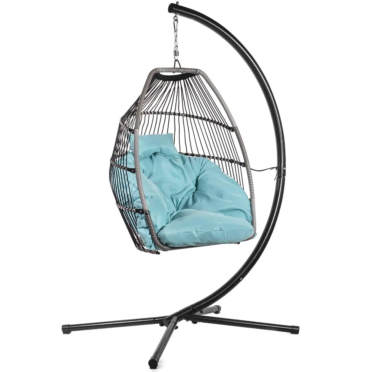 Wicker Hanging Egg Chair Patio Swing UV Resistant Deep Fluffy Cushion Relax Porch Lounge Basket, Customized