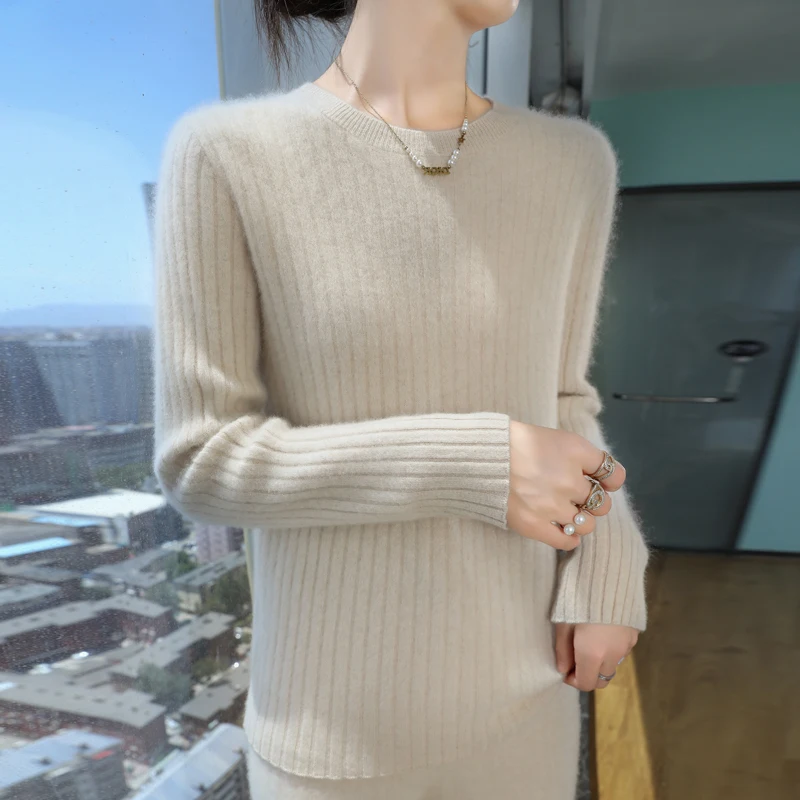 

Hot Wool Cashmere Lady Autumn Winter New Sweater Women O-Neck Long Sleeve Solid Color Female Knit Casual Warm Pullover Knitwear