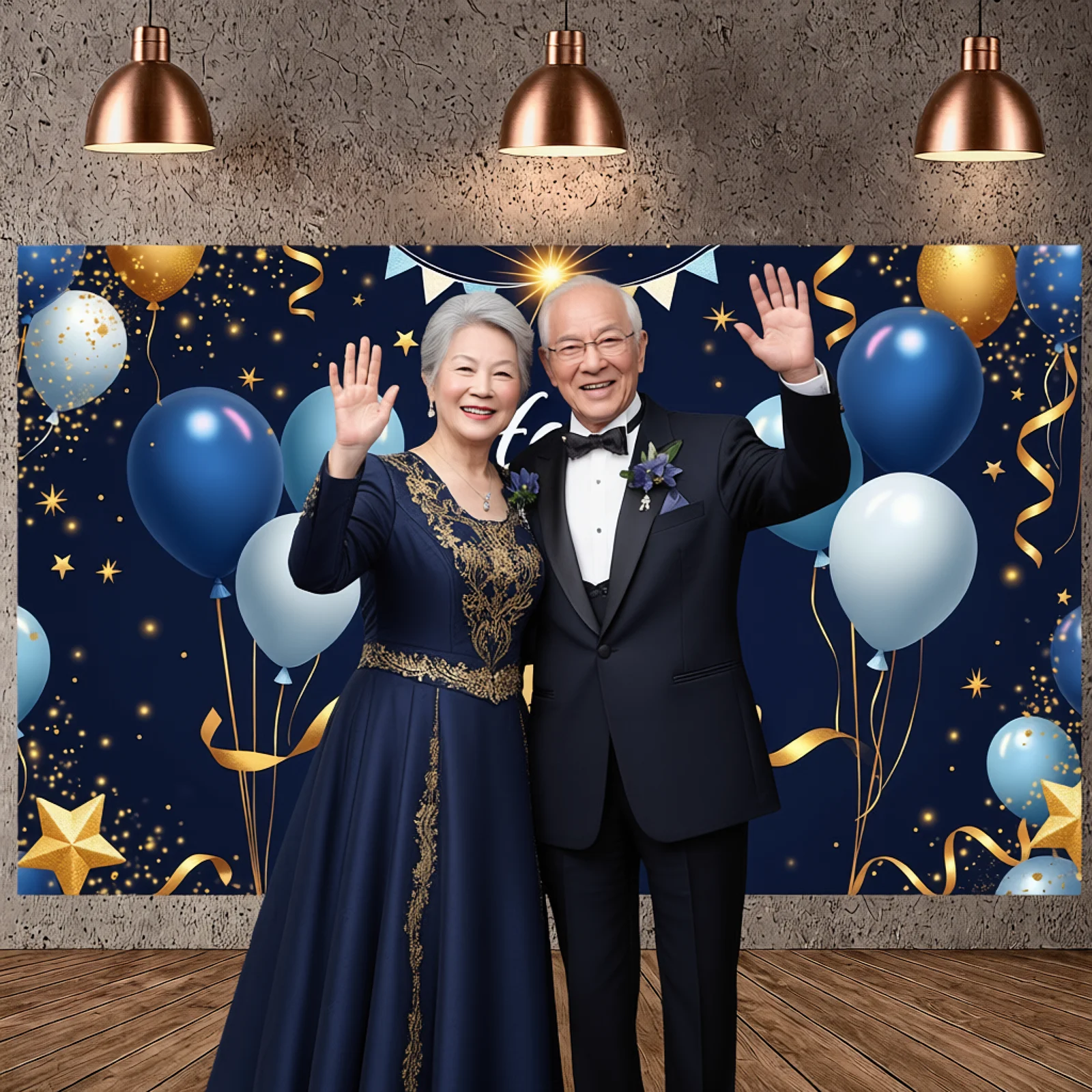 

Баннер «С Днем Рождения» на 60-летие, сине-белые шары, декор для дня рождения взрослого, фон для фотосессии, темно-синий фон