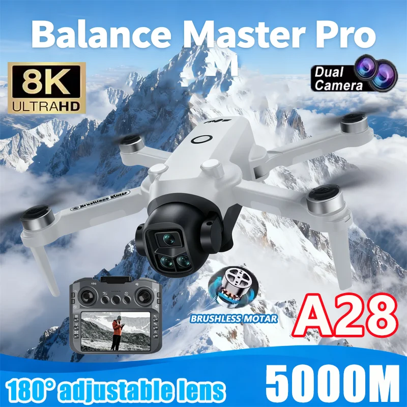 A28 PRO Drone 8K HD Brushless Motor With Screen Remote Control 2.4GHz Intelligent Obstacle Avoidance RC Toy For Kids Adults Gift