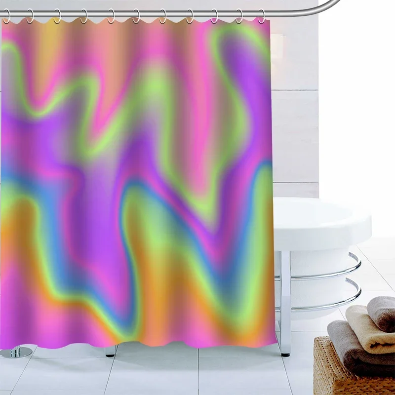 Custom Text Holographic Backgrounds Decor Shower Curtain Waterproof Mildew Proof Bath Curtain Polyester Fabric Bathroom Curtain