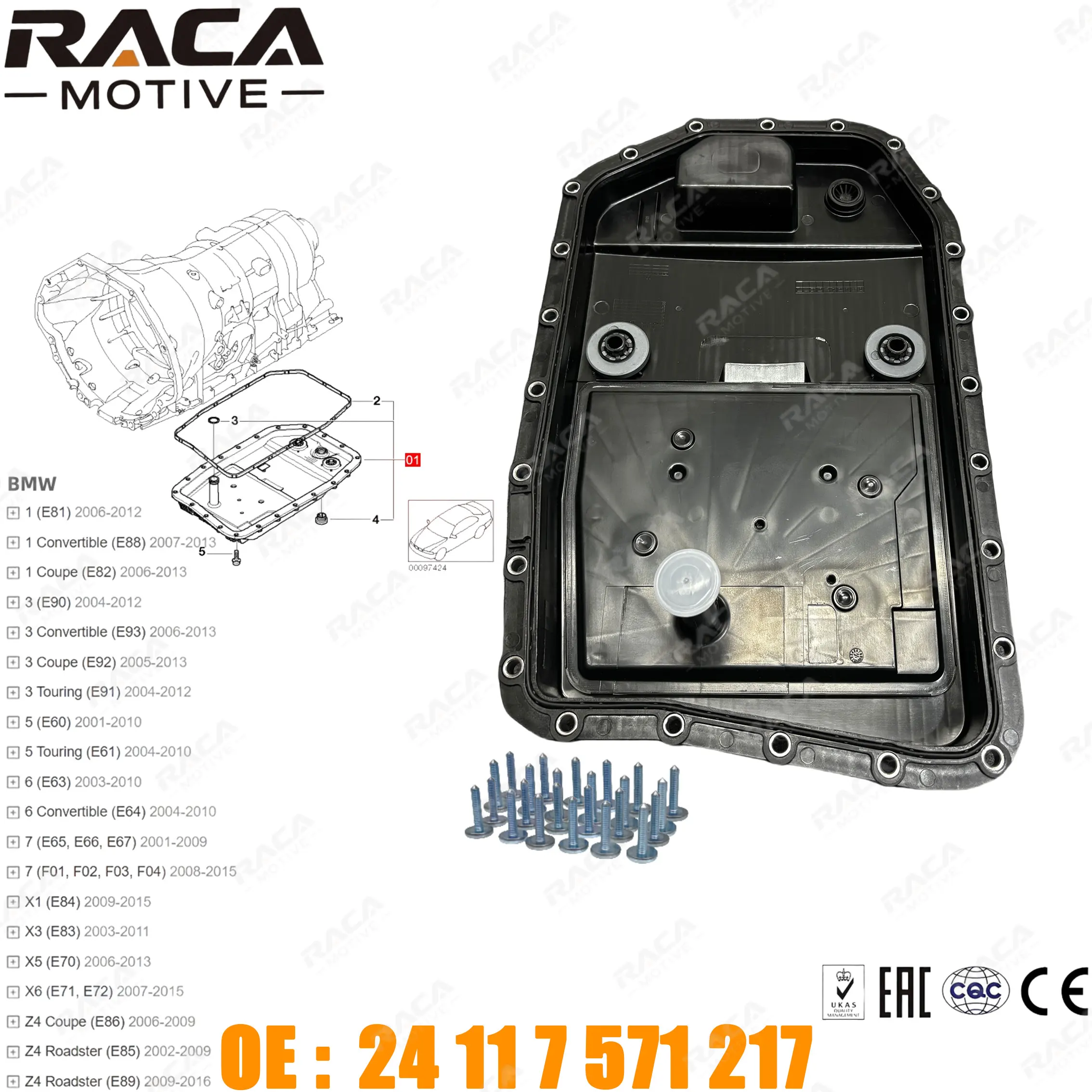 bmw-1シリーズ-e81-e82-e88-3シリーズ-e90-e93-5シリーズ-e60-e61-6シリーズ-e63-e64-7シリーズ-e65-e67-f1-f4-x1-x3-x5-x6-z4用オートマチックトランスミッションオイルパン-24117571217-24117536387