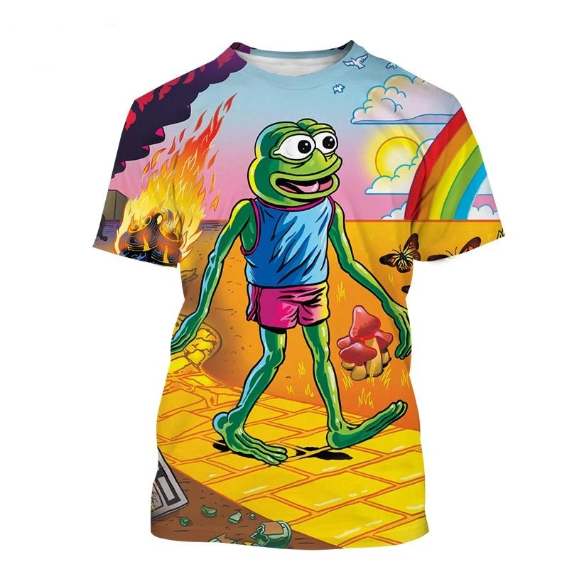 

Frog Print Cute Animal Summer Boy T-Shirt Fashion Casual Comfortable Short Sleeve Creative Harajuku O Collar Quality Clothing