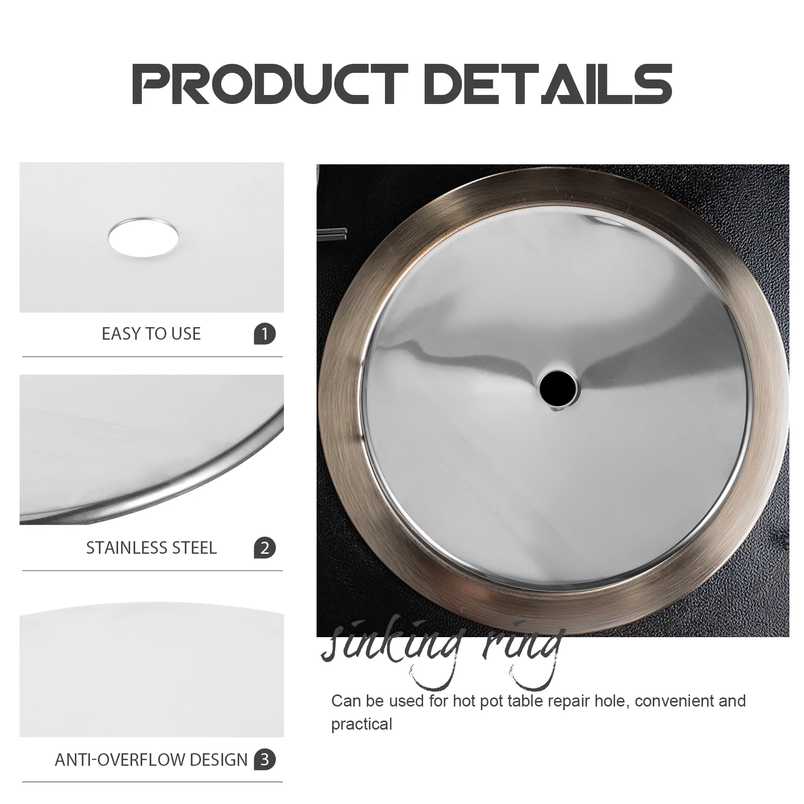 

Thickened Steel Ring Cover 32 8cm Induction Cooktop Adapter Plate Sinking Pot Circle Hot Pot Table Repair Hole Stainless Steel