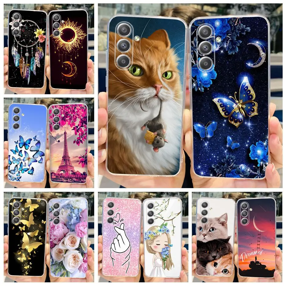 For Samsunng Galaxy A15 A25 A35 A55 5G Case Luxury Painted Cover Clear Silicone Phone Case For Samsung A55 A15 25 35 Soft Fundas