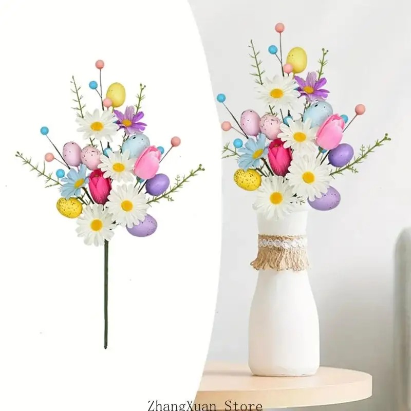 Ostereier, künstliche Blumensträuße, dekoratives Blumenarrangement aus Kunststoff für den Tisch, Kaminsims, Urlaub – Detail 9