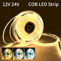 1M 2M 3M 5M 10M COB LED Strip Lights 12V 24V High Density Flexible Diode Tape 3000K 4500K 6500K Linear Dimmable for Room Decor