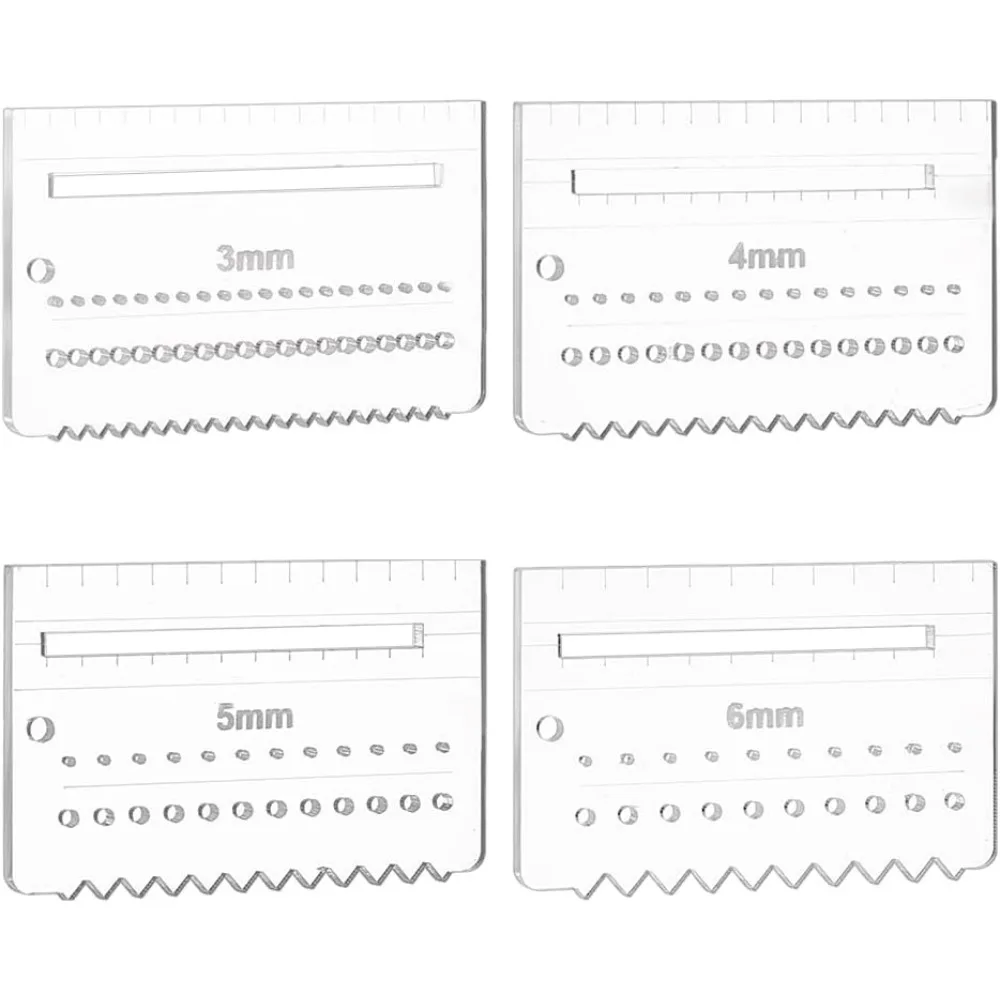 

4 PCS Clear Acrylic Leather Stitching Aid Plate 3/4/5/6mm Multifuction Stencil Template Leather Punching Tool Ruler making kit