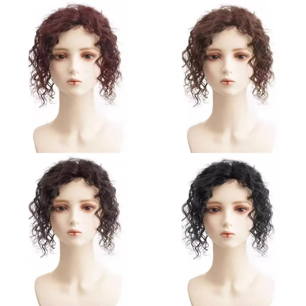 

Synthetic Wig Women's Hair Piece Wool Curl Wig Fluffy Corn Silk Head Top Hair Patch with Toupee Natural Short Curly Hair