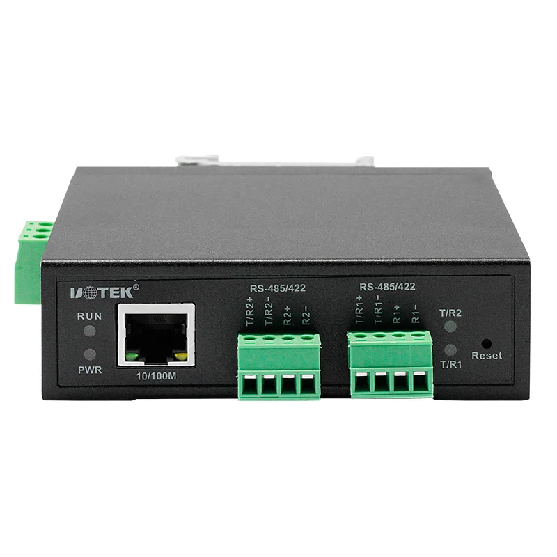 UOTEK 2 porte RS 485 RS 422 a 10/100M Dispositivo seriale isolato Supporto server VCOM MCP TCP SERVER Modbus TCP CLIENT UT-6802MT-I