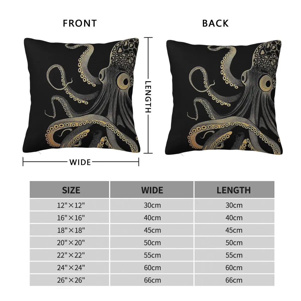Octopus Ukiyo-E Sea Creature Square Pillowcase Polyester Linen Velvet Creative Zip Decorative Sofa Seater Cushion Cover