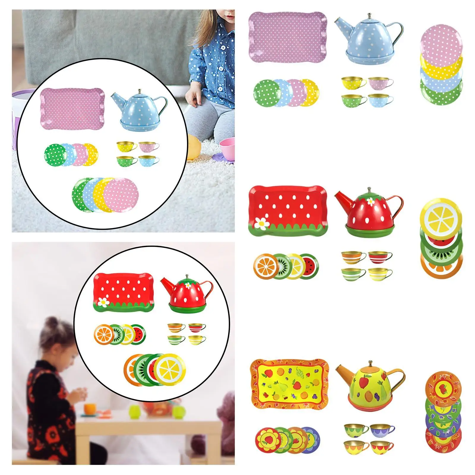 Kids Tea Set Afternoon Tea Playset Role Play Educational Princess Toys Teapot