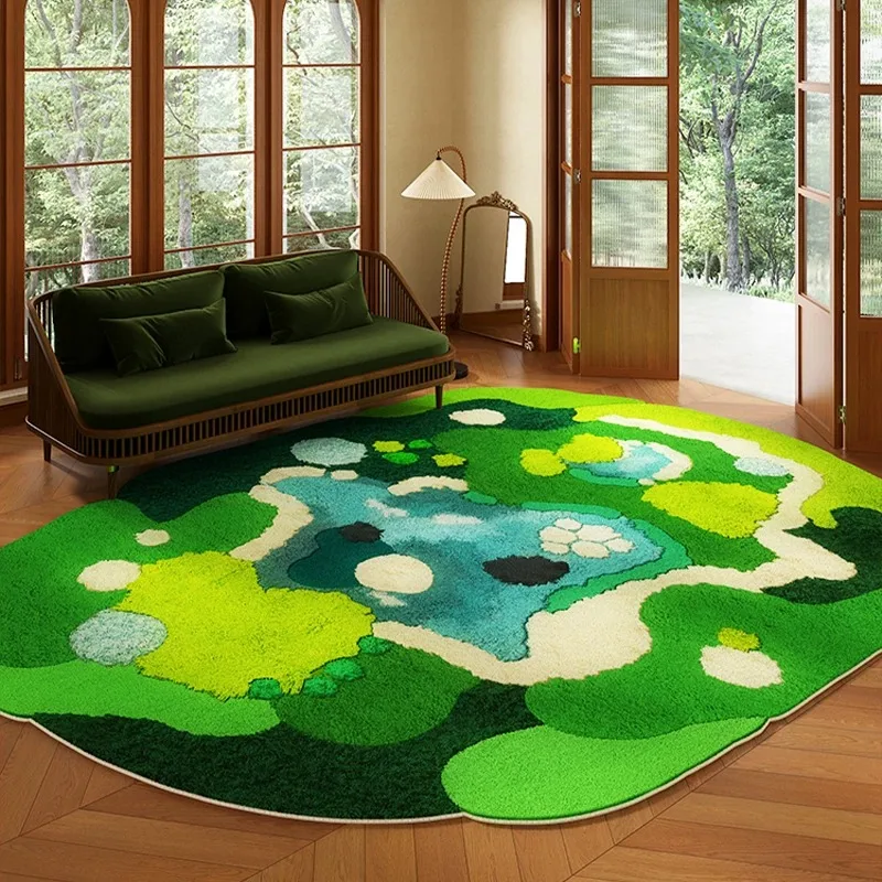 Living Room Carpet Stain-resistant Wear-resistant Floor Mat Green Irregular Rug Bedroom Mats Large Size Home Decor Rugs Ковер