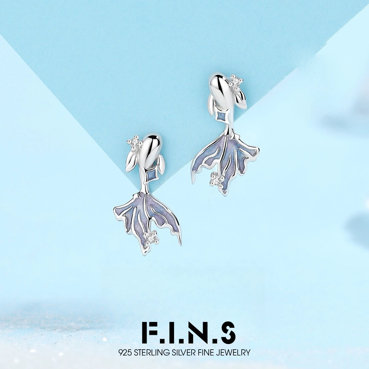 F.I.N.S Original S925 Sterling Silver Deep Sea Whale Earrings for Women Unique Enamel Fish Star Glow-In-The-Dark Ear Fine Jewels