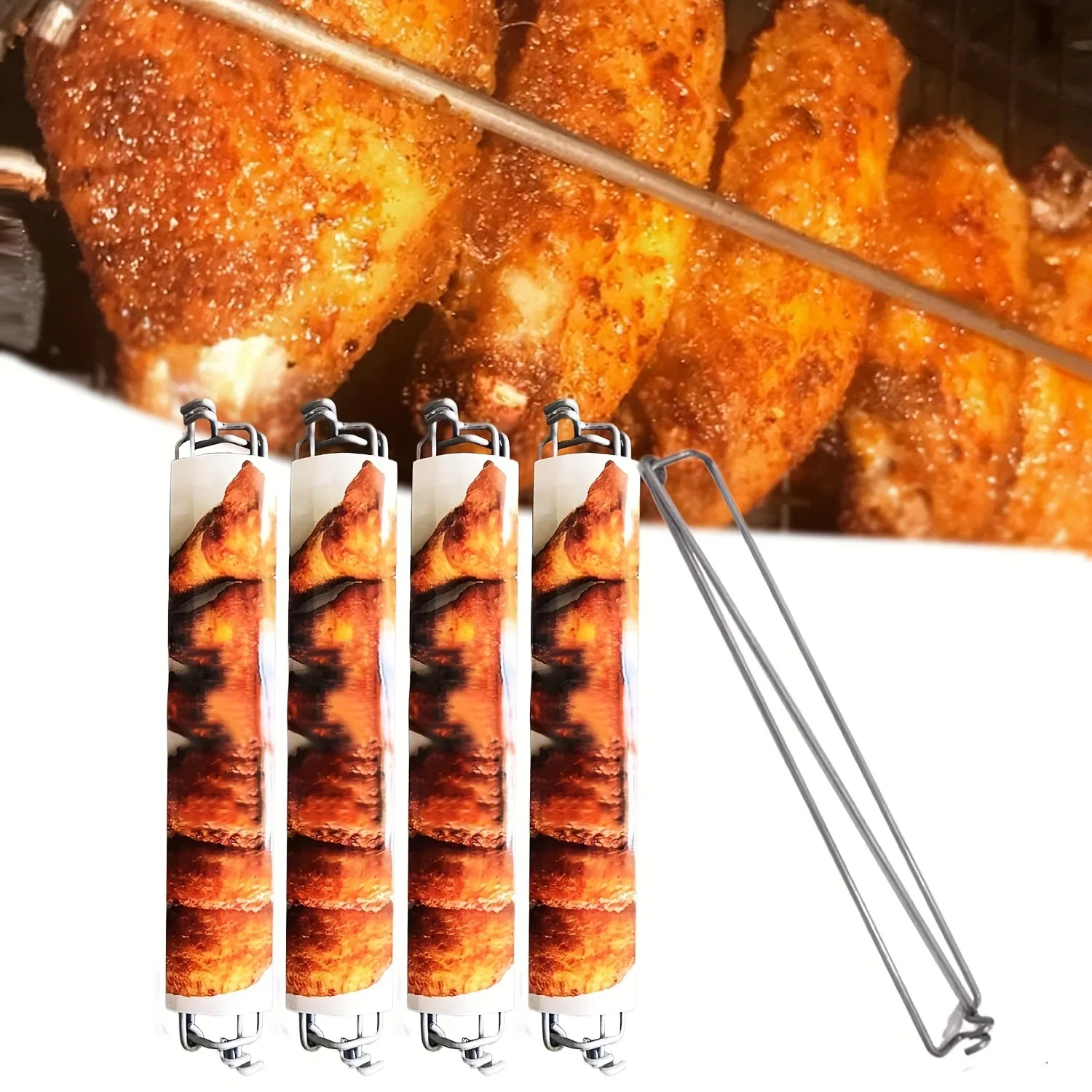 

Chicken Wing BBQ Fork,Wing Chicken Rails,Chicken Wing Grilling Rails, U-Shaped Design Outdoor Picnic Camping Barbecue Gadgets