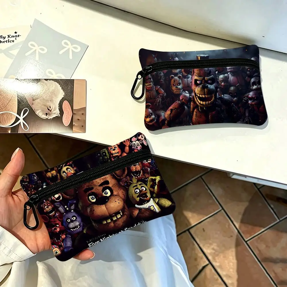 Fnaf Five-nights-At-Freddys Multifunctional Oxford Cloth Small Pouch With Hook Mini Coin Wallet Earbud Storage Bag