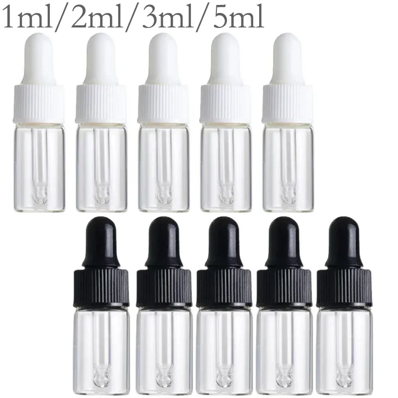 50PCS/1OOPCS Black White Empty Bottle Bottle Clear Color Glass Essential Oil Strip Perfume Sample Test Bottle Oil Filled