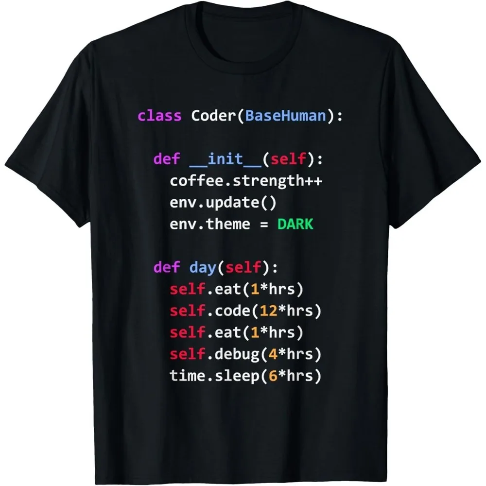 Funny Coding Shirt Python Class Eat Code Sleep Repeat Tee Unisex Gift T-Shirt Men Women Fashion Crewneck Cotton Tee Tops