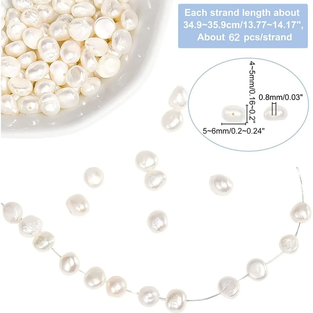 About 124 Pcs Natural Pearl Beads 4mm 2 Sides Polished White Freshwater Pearl Loose Freshwater Pearl Charms Beads