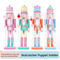 30/38CM Nutcracker Soldier Figure Sculpture Wooden Doll Gift Candycolor Puppet Ornament Home New Year Gift Christmas Decoration