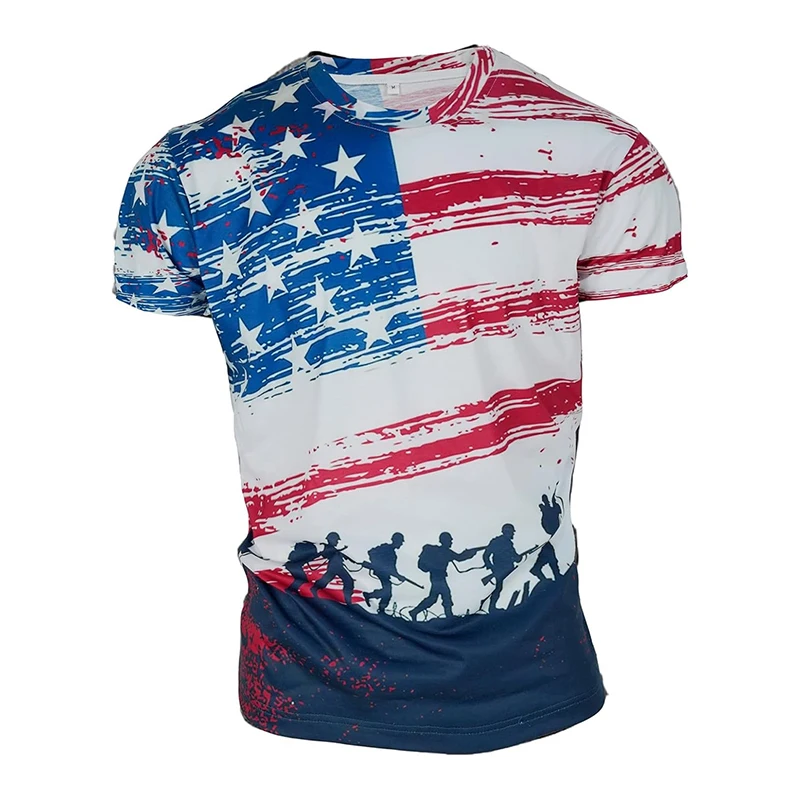 

Graffiti Flag T-shirt Men American Patriotic Stripe Print Short Sleeve T Shirts 2025 Summer Fallen Soldiers Day Mens Tee Top