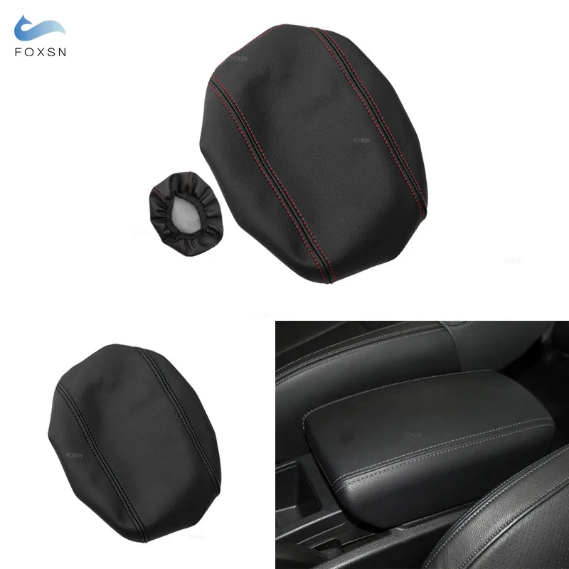 Car Interior Center Control Armrest Box Cover For Nissan Qashqai 2008 2009 2010 2011 -2017 Microfiber Leather with Stitching
