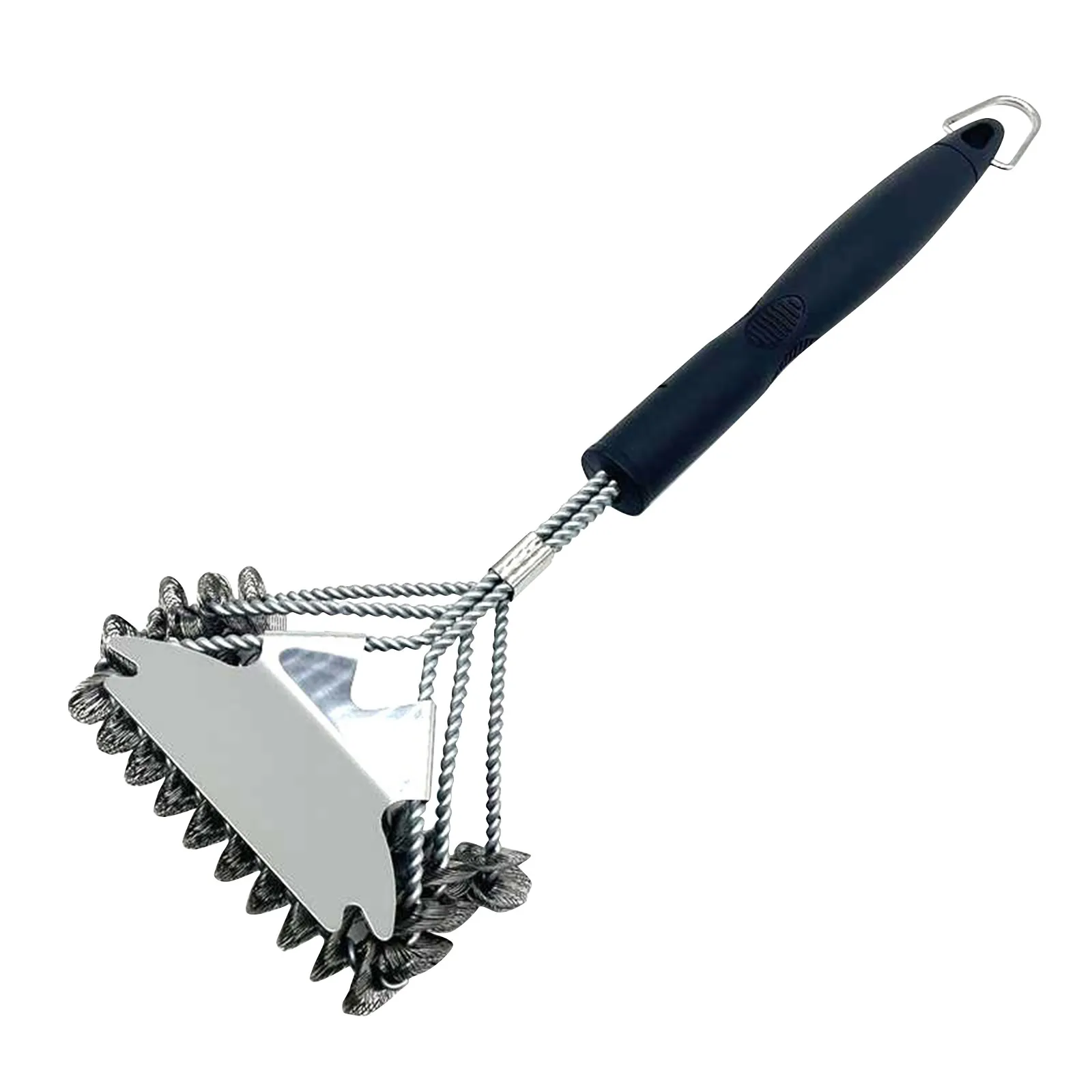 

High Quality Heavy Duty Hairless Spiral Grill Brush With Scraper For Outdoor Grilling, Steam, Oversized Handle, Dishwasher Safe