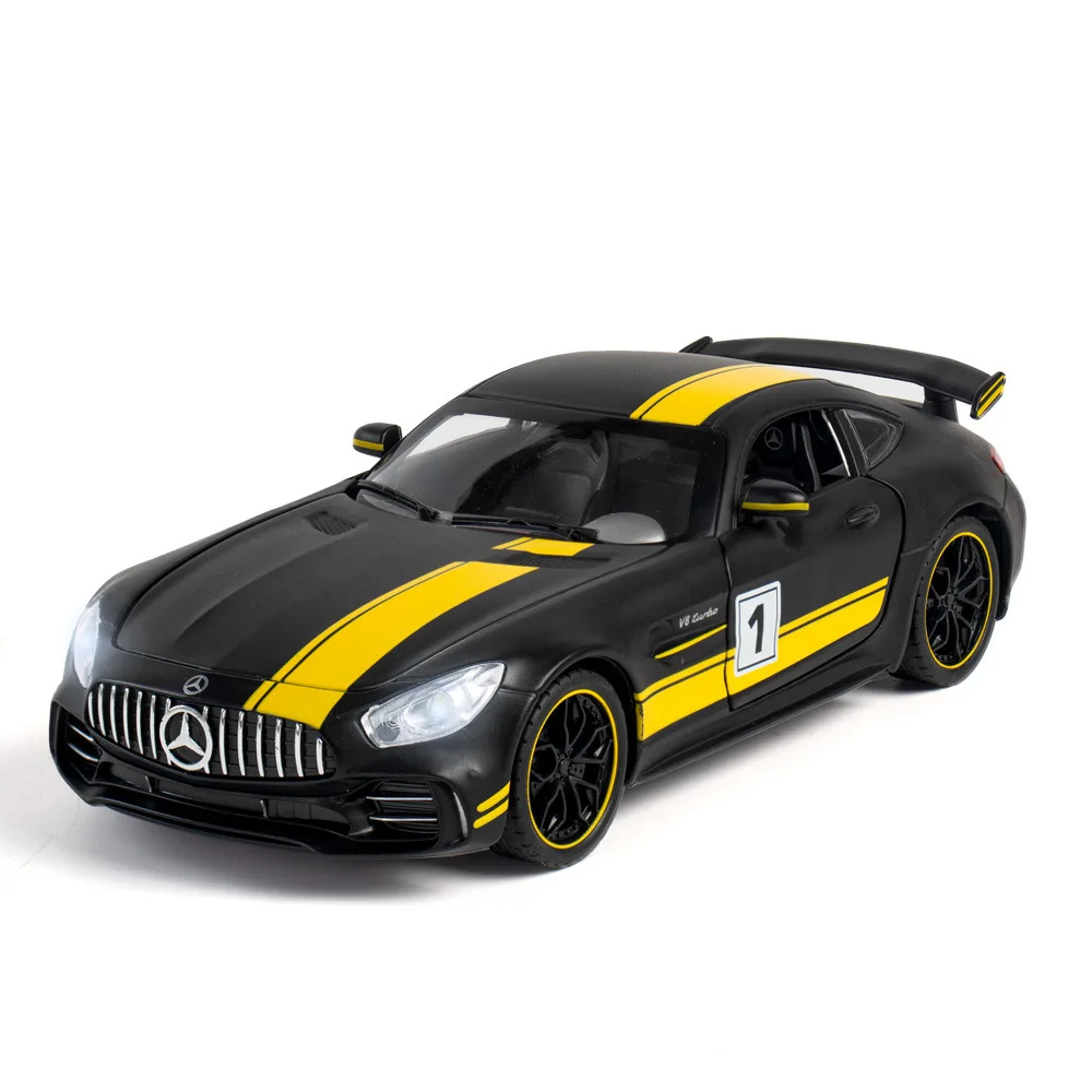 1:24 Mercedes-Benz AMG GTR Sports Alloy Car Model Metal Children Diecast Toy Car Simulation Sound & Light Gift For Boy A82