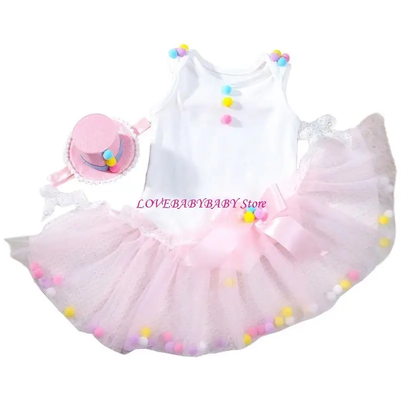 Dress Tall Hat Infant Costume Baby Photo Posing Outfit Newborn Photo Outfit 4XBC