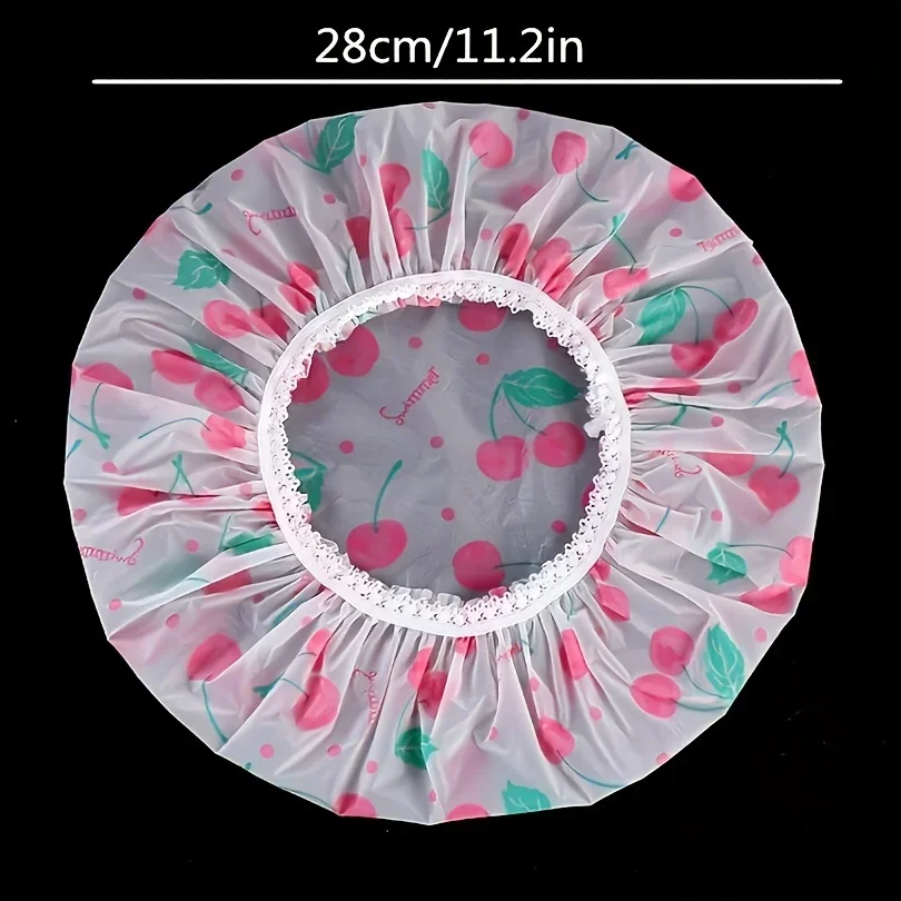 Adjustable printed shower cap, high-quality, reusable, with elastic band, suitable for women's spa salons