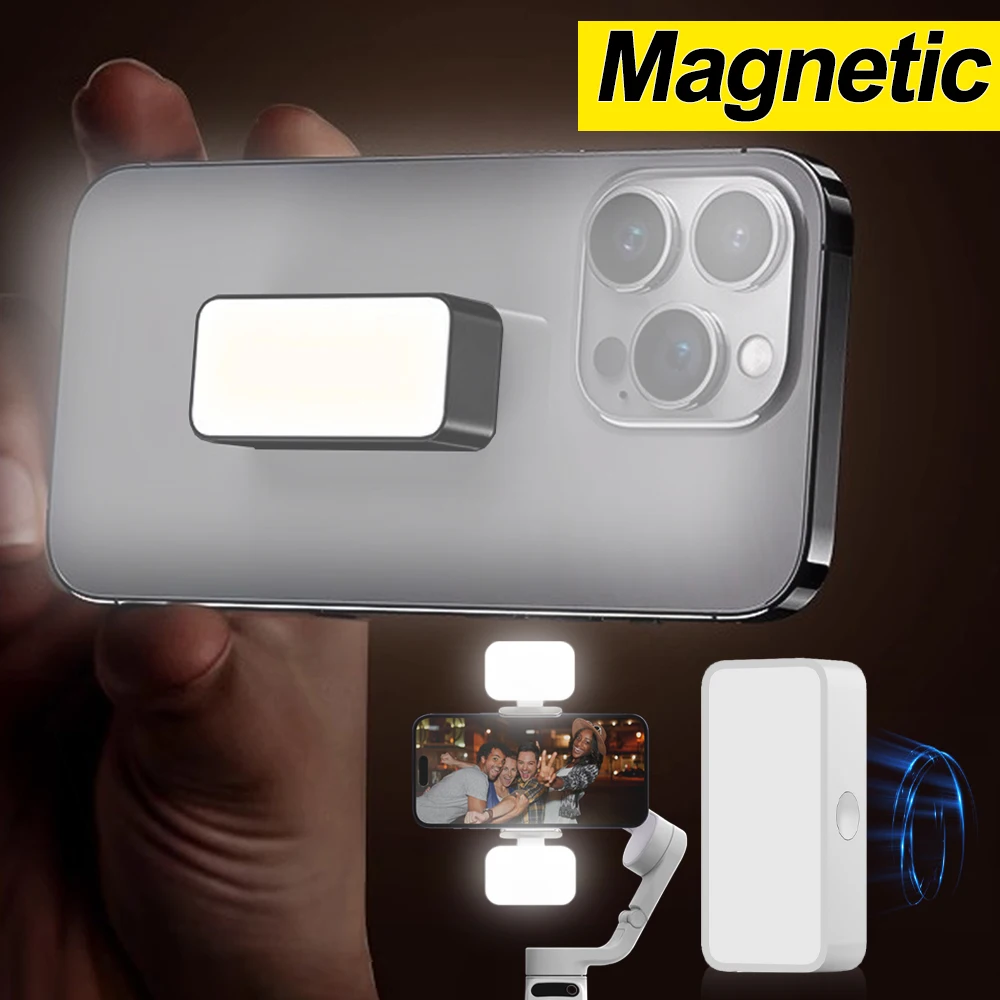 

Portable Magnetic Mini Selfie Fill Light Pocket LED Adjustable Video Lights Livestreaming Lamps for IPad Camera Phone Laptop