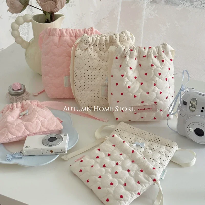 Cute Love Quilted Storage Bag Camera Storage Bag Made of Korean Fabric