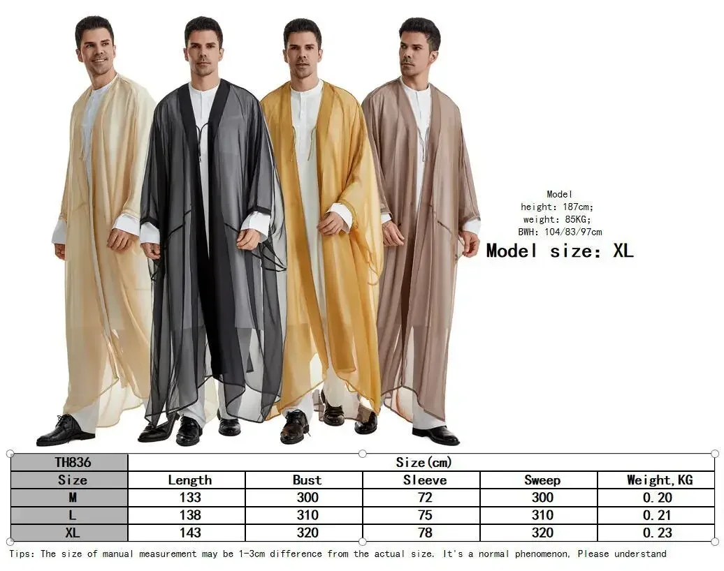 Eid Ramadan Men Robe Arabic Kaftan Muslim Dress Moroccan Caftan Kebaya Jubba Thobe Kimono Abayas Middle East Islamic Clothing