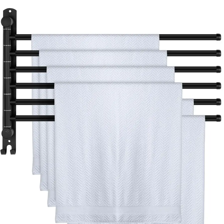 

Настенная вращающаяся вешалка для полотенец из нержавеющей стали 304, 20,4 дюйма, с 6 кронштейнами, для ванной комнаты и бассейна, экономия пространства