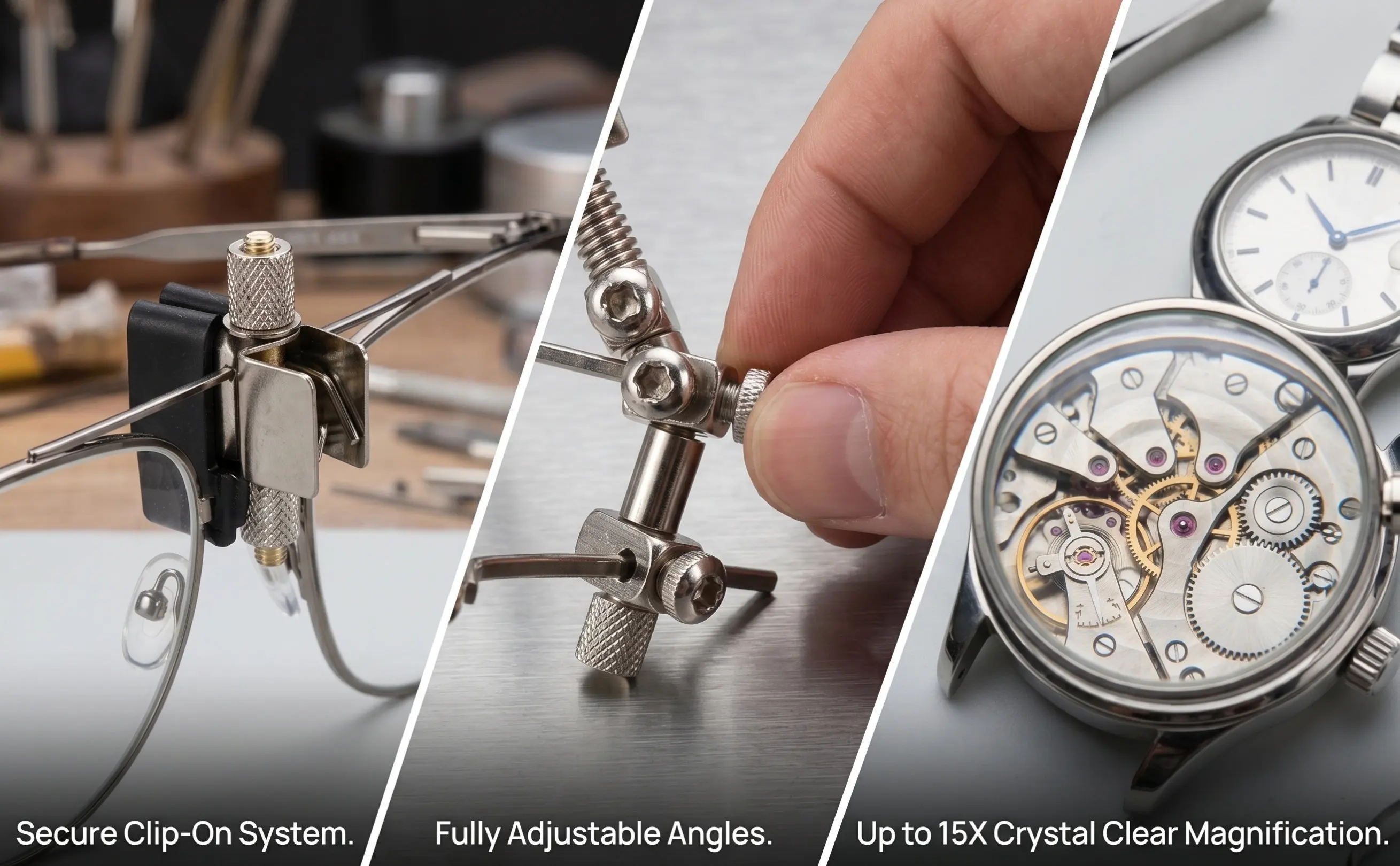 Jewellers Loupe Clip on Retro Magnifier Lightweight Silver Steampunk Lens for Jewelry Making Repair Professional Watch Repair