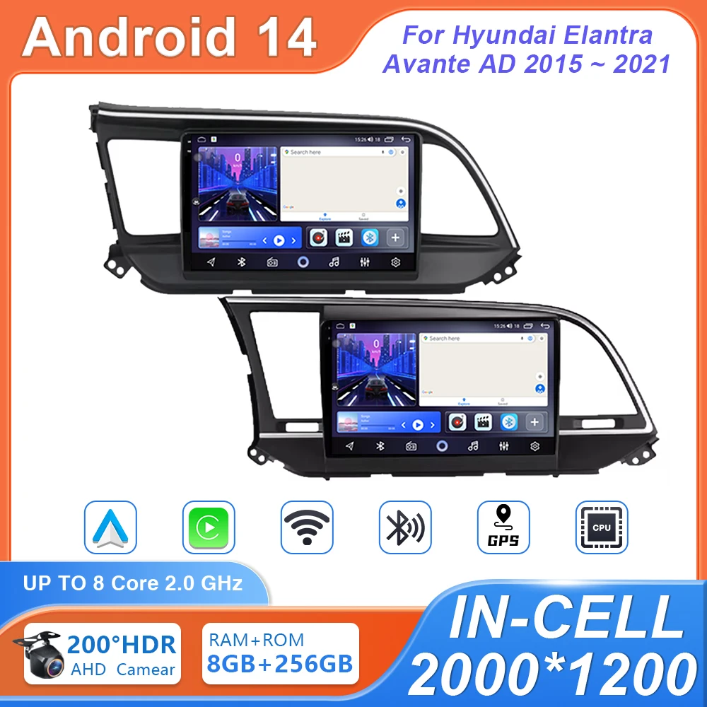 Android 14 For Hyundai Elantra Avante AD 2015 ~ 2021 Car Multimedia GPS Radio Navigation NAVI Player CarPlay 360 BirdView 3D