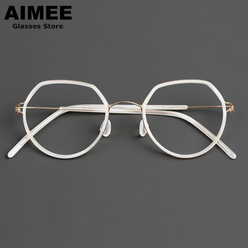 

Brand Design Screwless Titanium Glasses Frame Women Ultralight Spectacles Frames Men Vintage Round Eyeglasses Handmade Eyewear