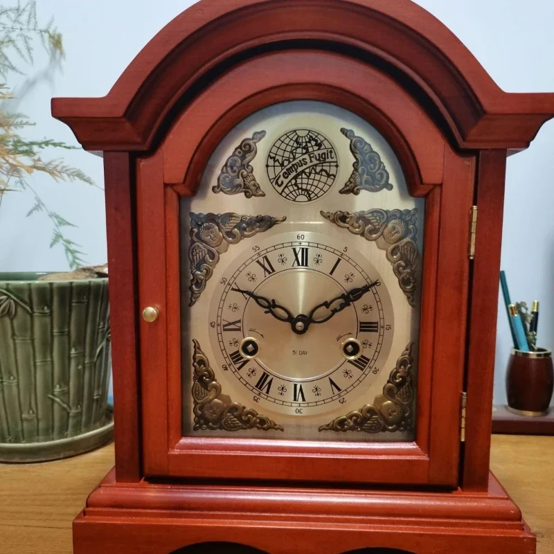 Retro Wooden Table Clocks Living Room Decoration Desktop Clock Luxury Mechanical Desk Clocks Unique Aesthetic Clock Ornaments