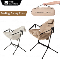 MOBI GARDEN Folding Swing Chair Adjustable Camping Picnic Portable With Pillow Sturdy Aluminum Alloy Bracket Rocking Multi-Angle