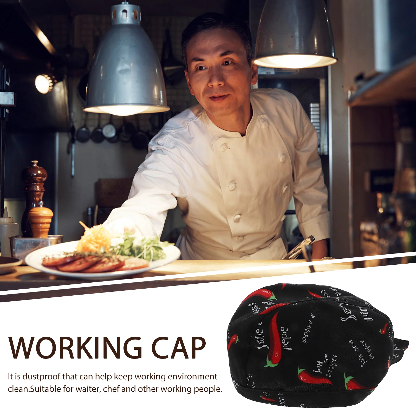 Restaurant Waiter Kitchen Chef Hat Creative Working Comfortable Cooking (Chili)