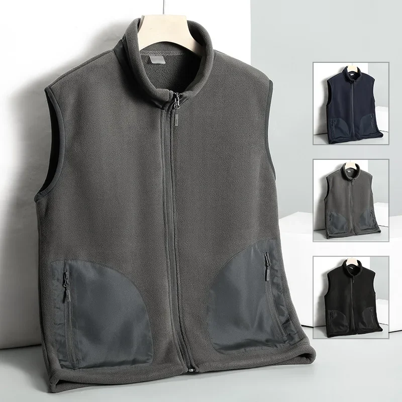 

Пальто мужской жилет пальто с воротником-стойкой жилеты на молнии куртки без рукавов однотонные повседневные обычные толстые теплые куртки осень-зима