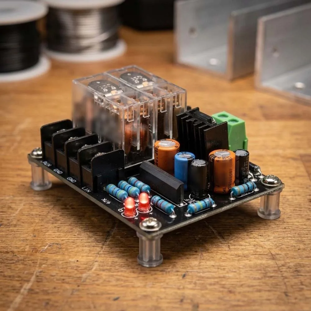 UPC1237 Dual Switch Audio Protection Board for 300W Amplifiers DC Fault Detection LED Indicators and Delayed Activation
